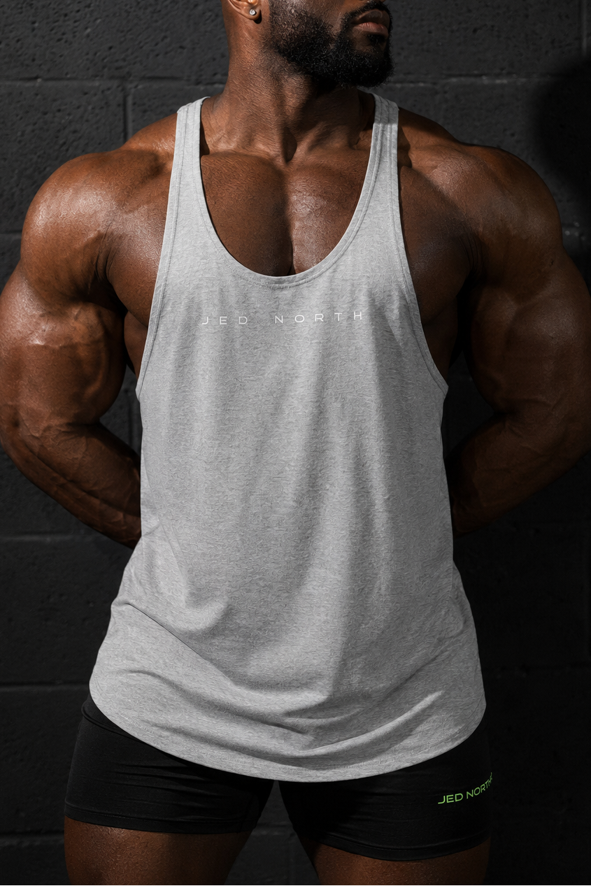 Jed North Men's Classic Bodybuilding Racerback Stringer - Light Gray