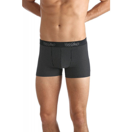 Black and gray pinstripe Mossimo Ricky trunk underwear with branded elastic waistband size medium
