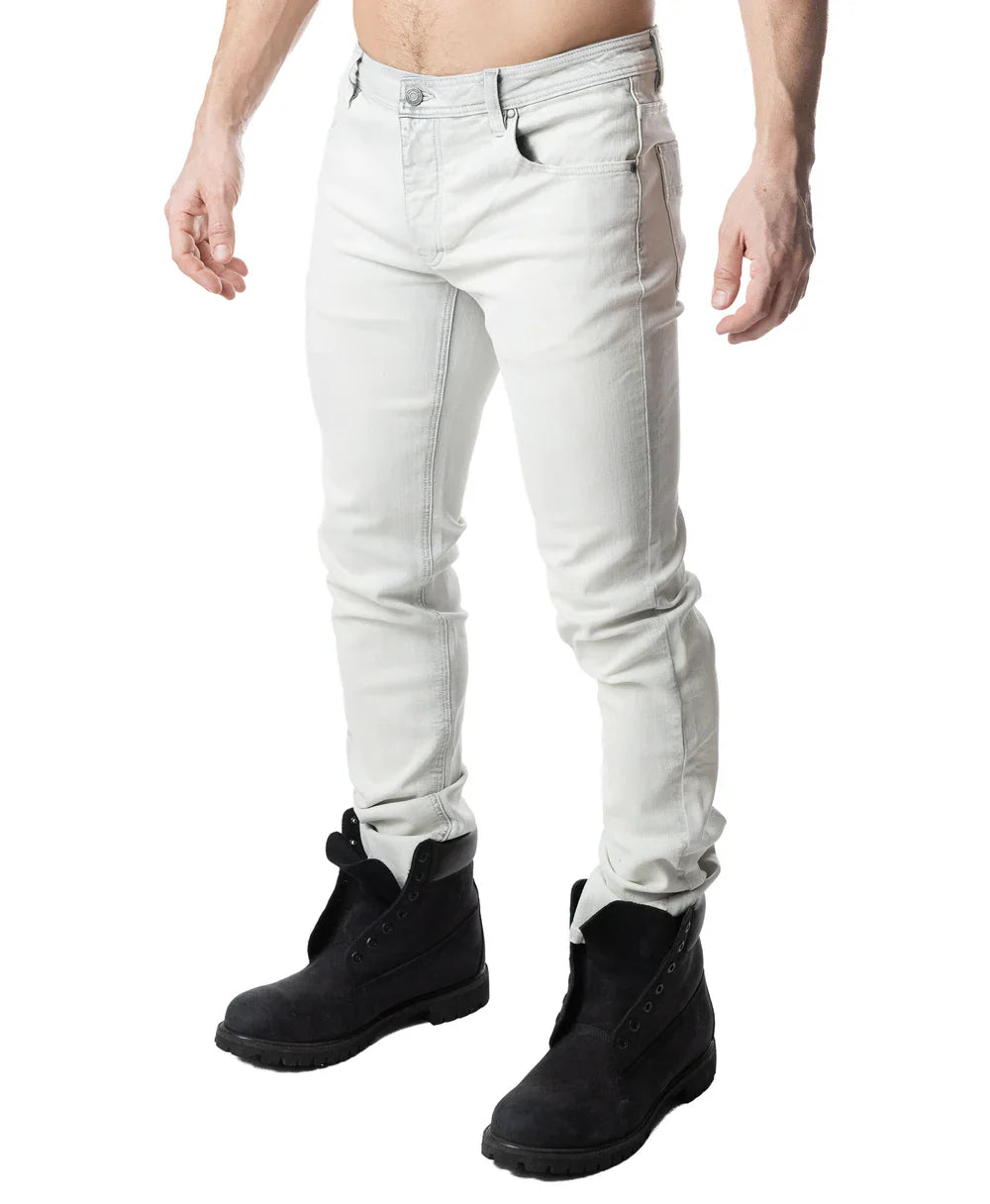 Light gray slim-fit denim jeans with a modern faded wash and classic five-pocket design called NP JEAN BLEACHED