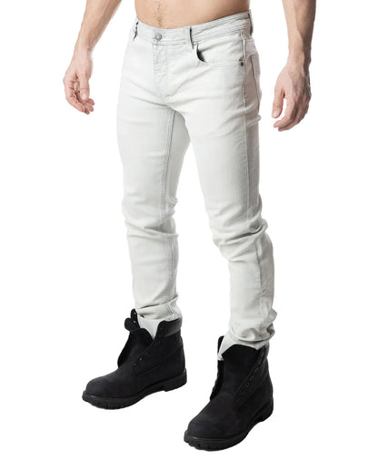 Light gray slim-fit denim jeans with a modern faded wash and classic five-pocket design called NP JEAN BLEACHED