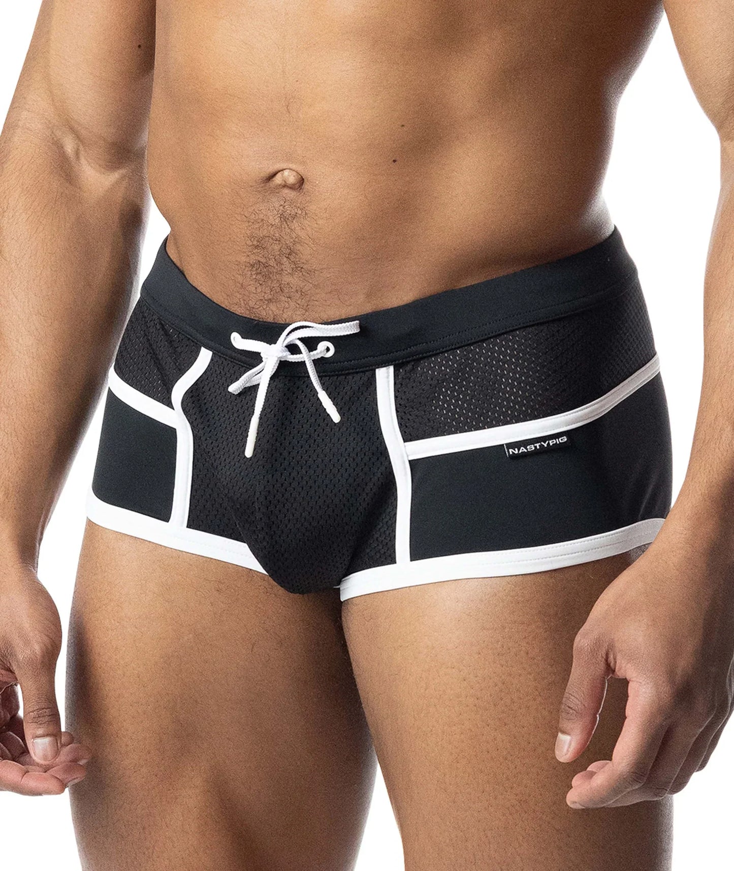 Nasty Pig Overlay Square Cut Swimwear - Black/White