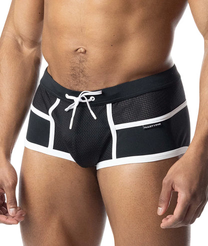 Nasty Pig Overlay Square Cut Swimwear - Black/White