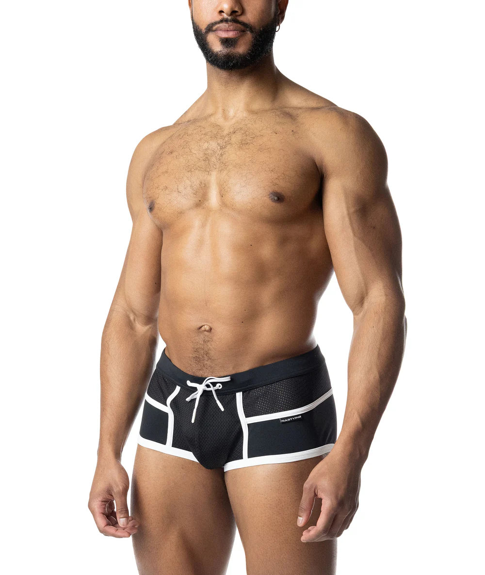 Nasty Pig Overlay Square Cut Swimwear - Black/White