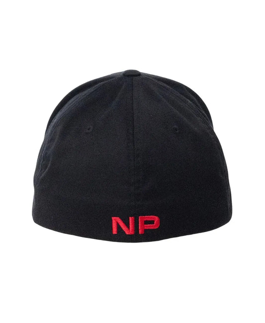 Black cap with red 'NP' logo on the back made by Nasty Pig featuring a classic design and adjustable fit