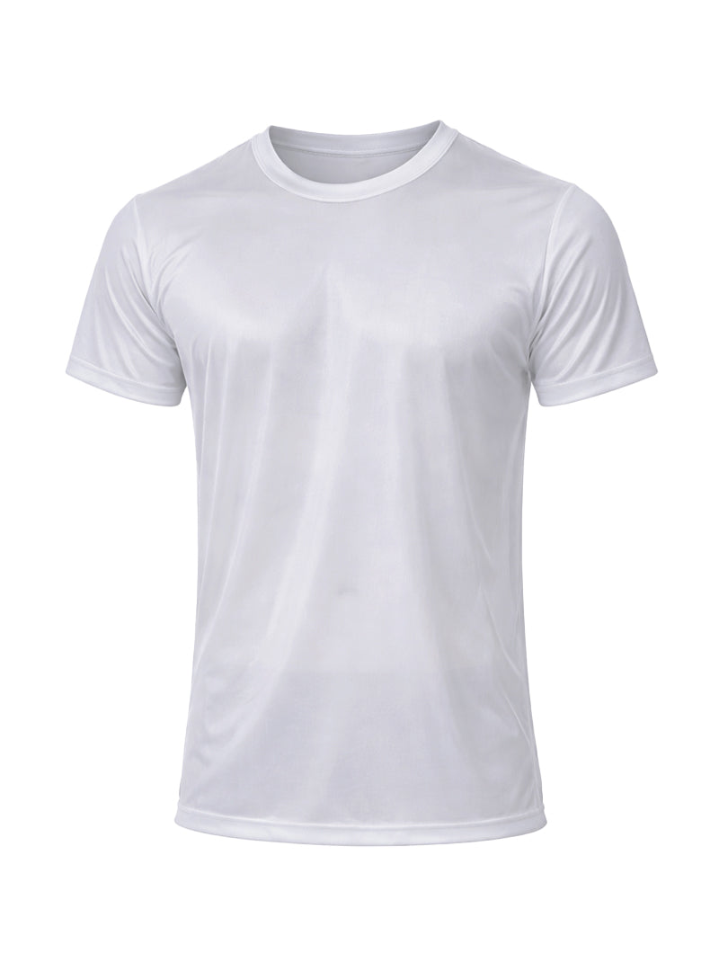 White short-sleeved crew neck t-shirt in lightweight smooth nylon tricot fabric perfect for everyday wear