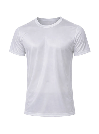 White short-sleeved crew neck t-shirt in lightweight smooth nylon tricot fabric perfect for everyday wear