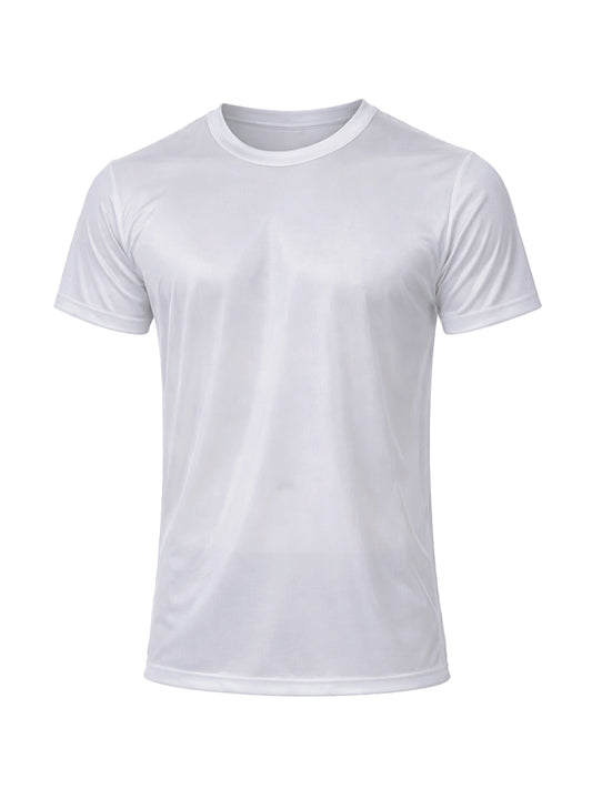 White short-sleeved crew neck t-shirt in lightweight smooth nylon tricot fabric perfect for everyday wear