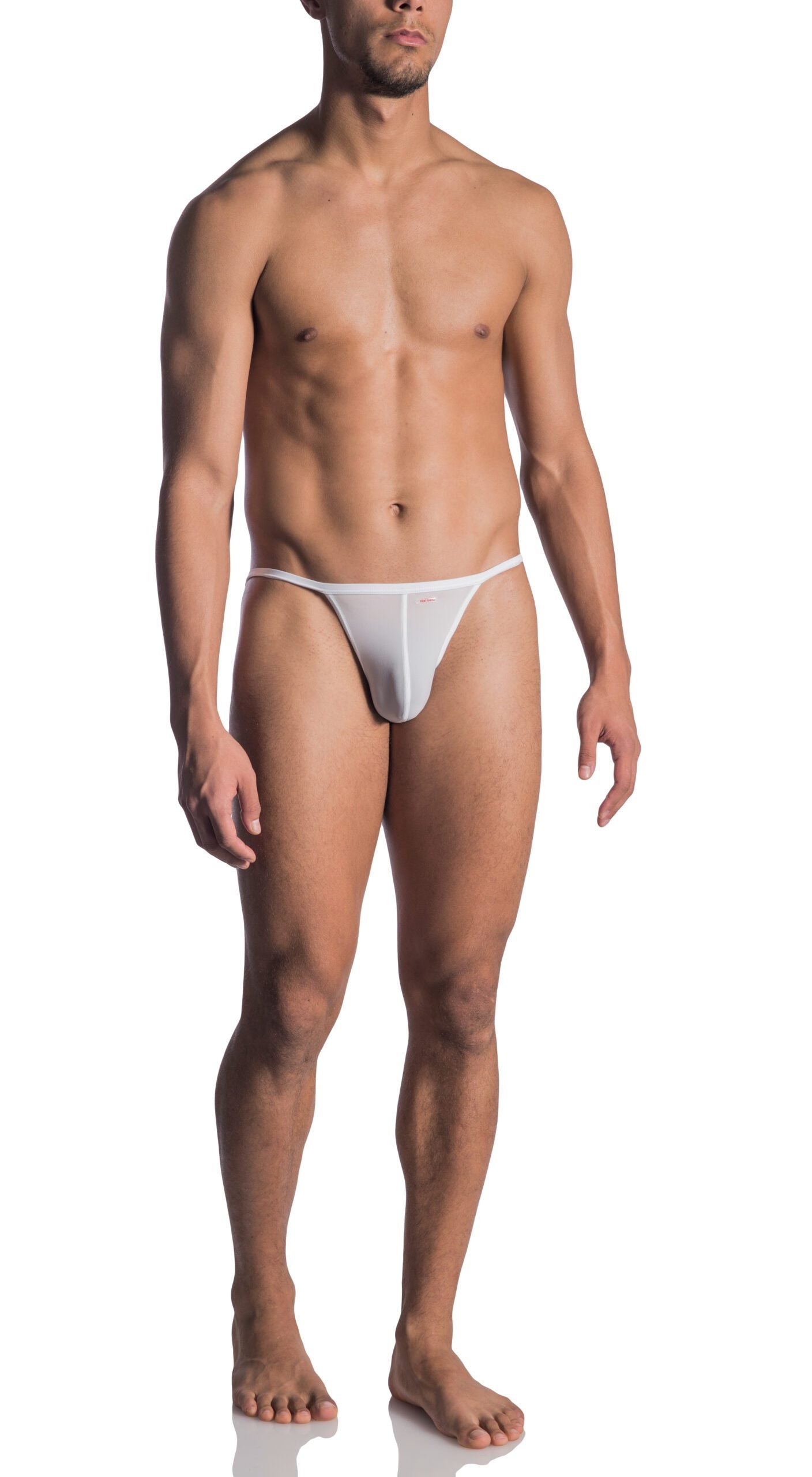White mesh thong with subtle logo on front in olaf benz 0965 riotanga style