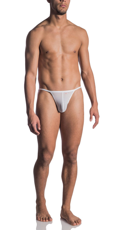 White mesh thong with subtle logo on front in olaf benz 0965 riotanga style