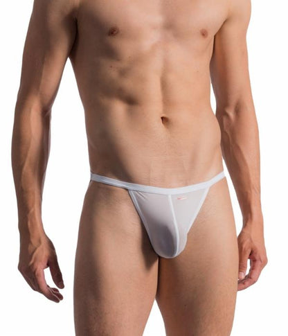 White sheer mesh thong with a thin waistband shown from the back in the olaf benz 0965 riotanga collection