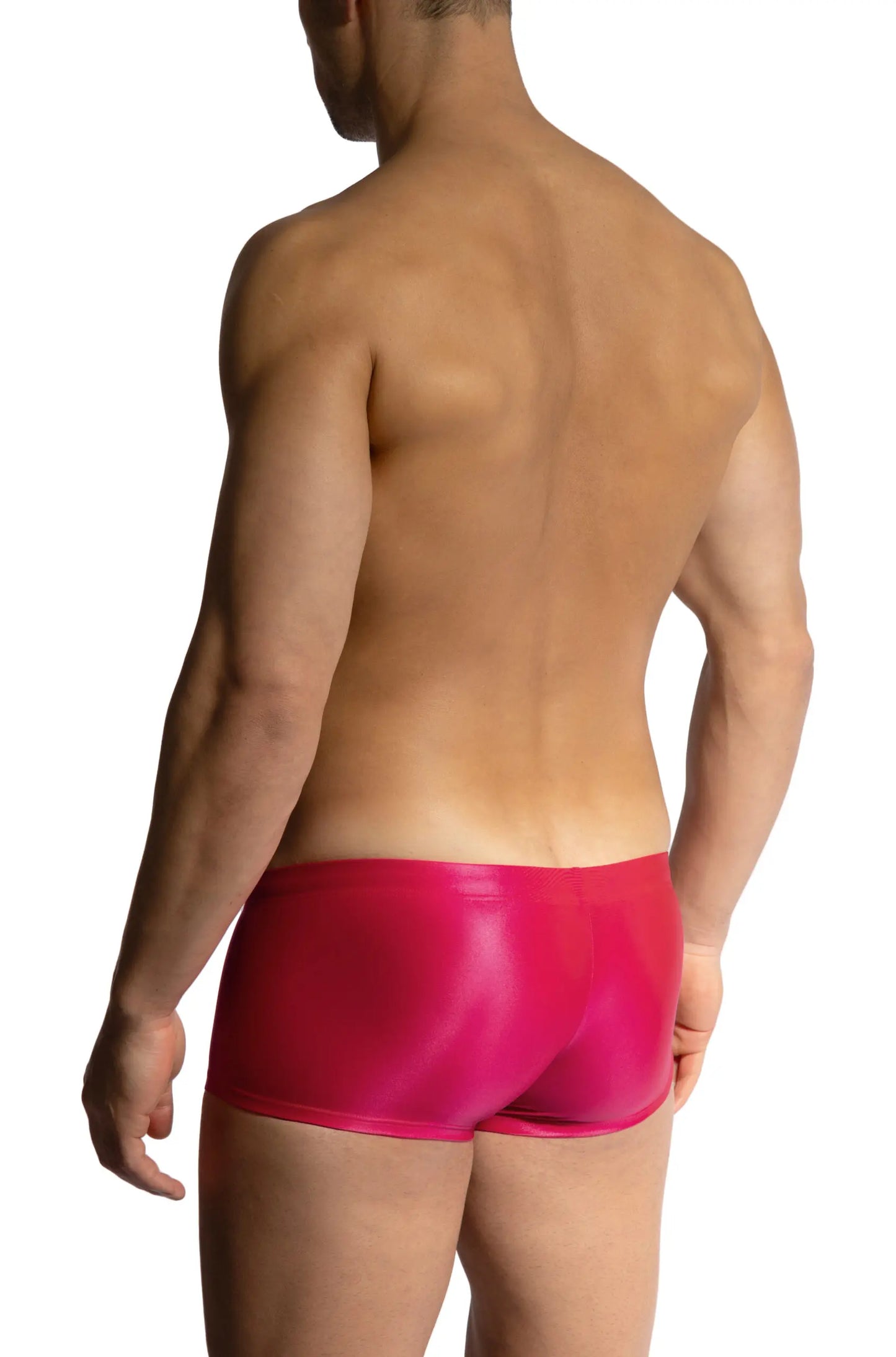 Bright pink glossy latex briefs olaf benz blu2453 sunpants showcasing vibrant color and shiny material