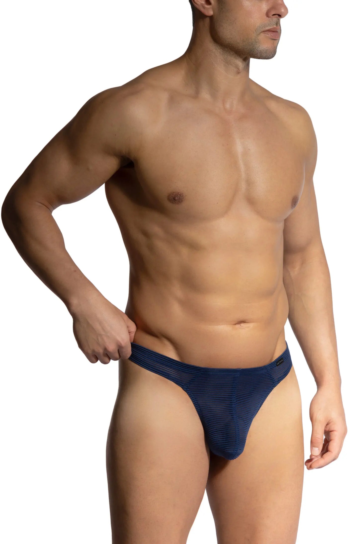Navy blue textured fabric thong olaf benz brazil brief with sleek and form-fitting design for comfortable wear