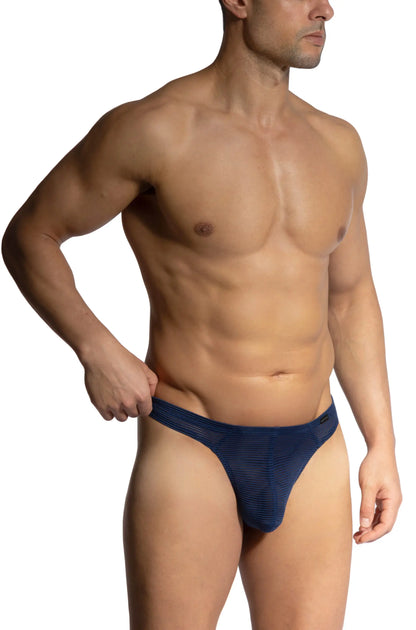 Navy blue textured fabric thong olaf benz brazil brief with sleek and form-fitting design for comfortable wear