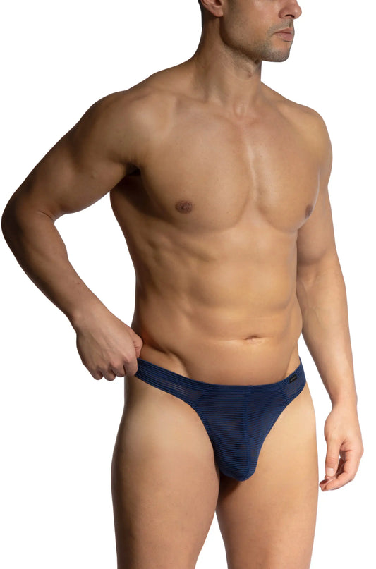 Navy blue textured fabric thong olaf benz brazil brief with sleek and form-fitting design for comfortable wear