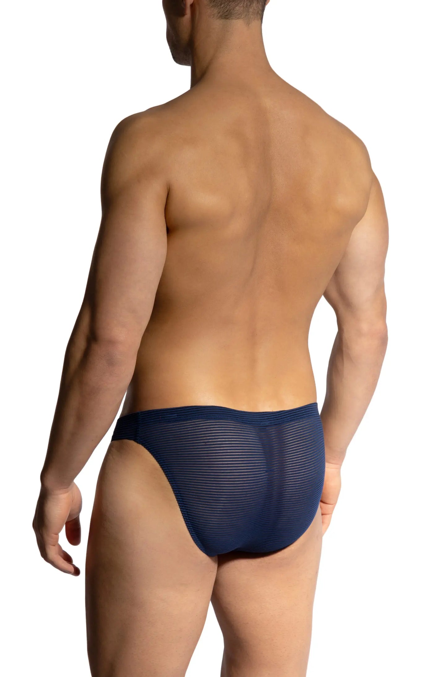 Navy blue mesh briefs by OLAF BENZ Brazil brief offering breathable comfort and sleek design