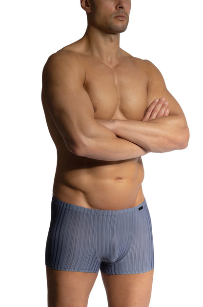 Blue ribbed cotton briefs with snug fit and elastic waistband from olaf benz minipants collection
