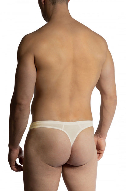 A sleek translucent white thong made of smooth stretchy fabric from Olaf Benz ministrings collection