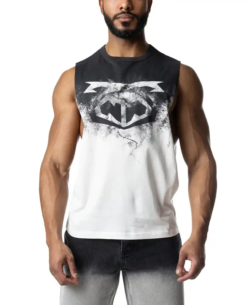 Oxidize brandmark shredder black and white distressed Batman logo sleeveless tank top breathable cotton material