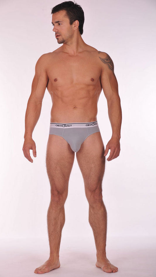 Obey obviously pouch brief full cut underwear in light grey with white elastic waistband size s