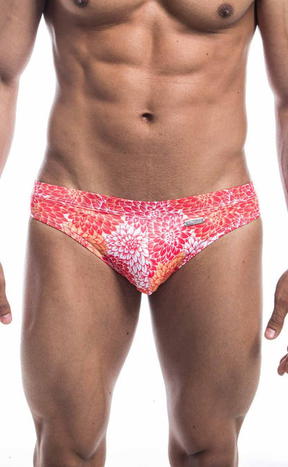 Oceanico swim bikini vibrant coral and white floral patterned men’s swim trunks ideal for beachwear