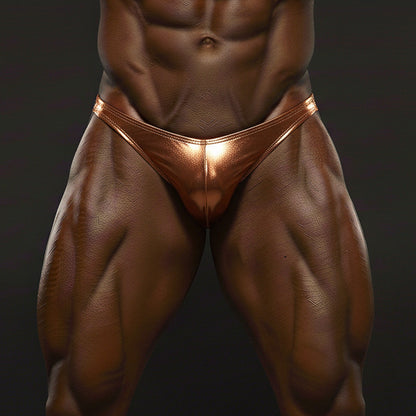 MetroMaleWear posingwear ochre posing suit shiny copper-colored metallic briefs with sleek form-fitting design