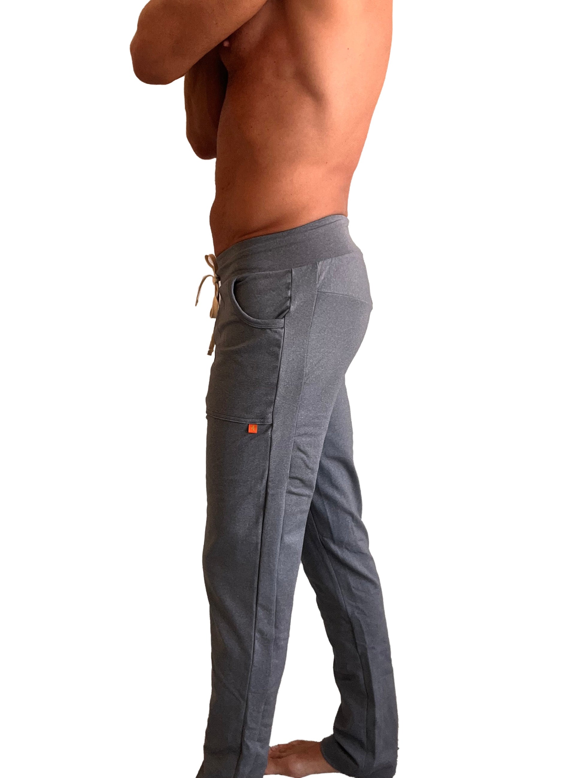 Performance premium track and lounge sweat pant in dark heather grey with drawstring waistband and multiple pockets