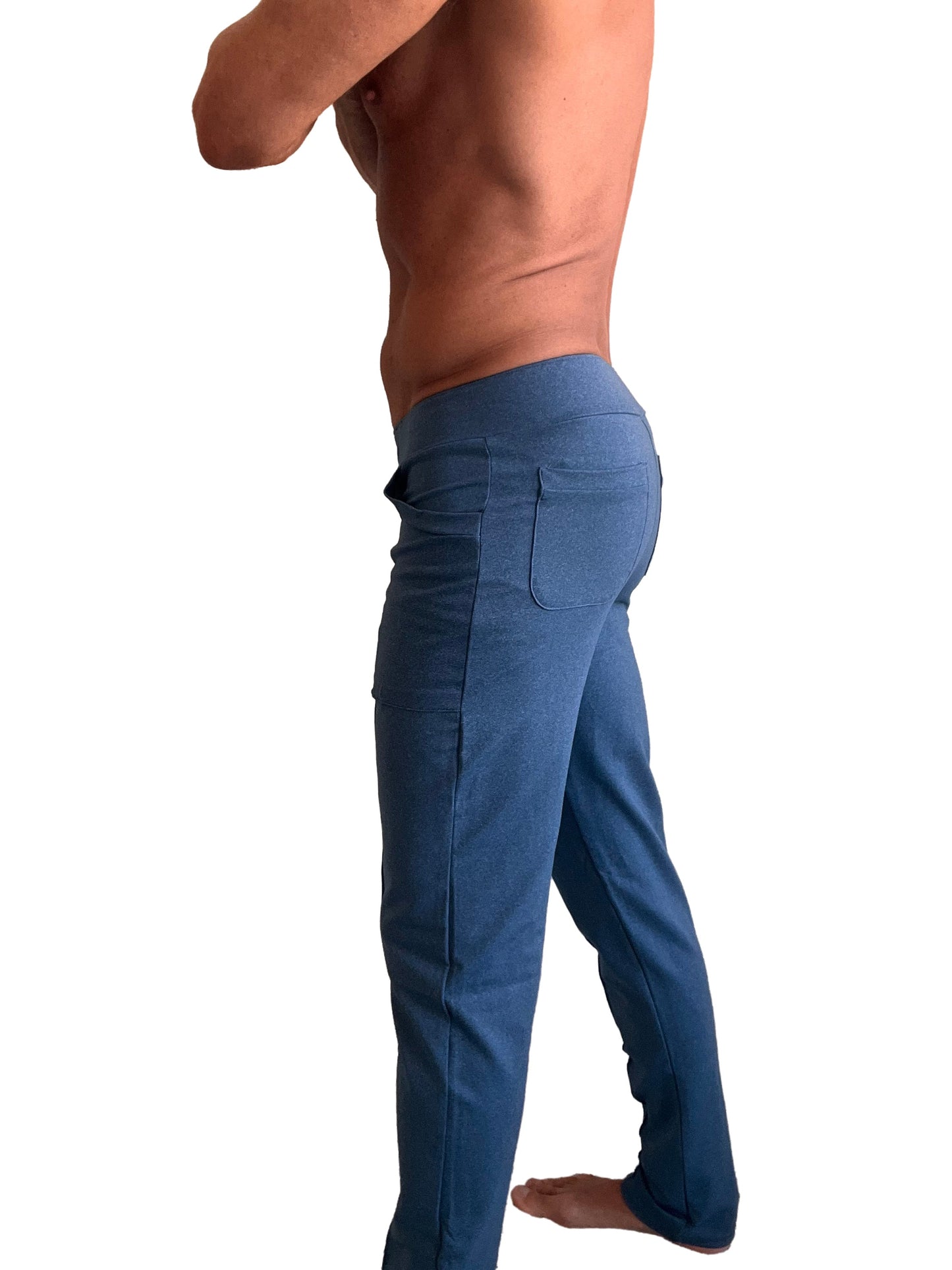 Performance premium tactical urban dress pant coral blue heather with relaxed fit and side pockets in blue cotton