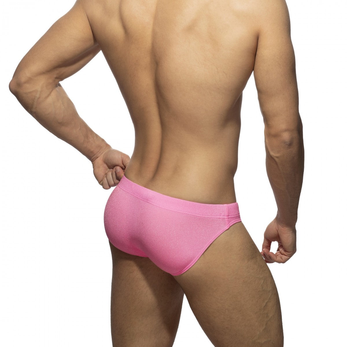 Pink piqué speedo athletic briefs made of textured fabric ideal for swimming and active wear