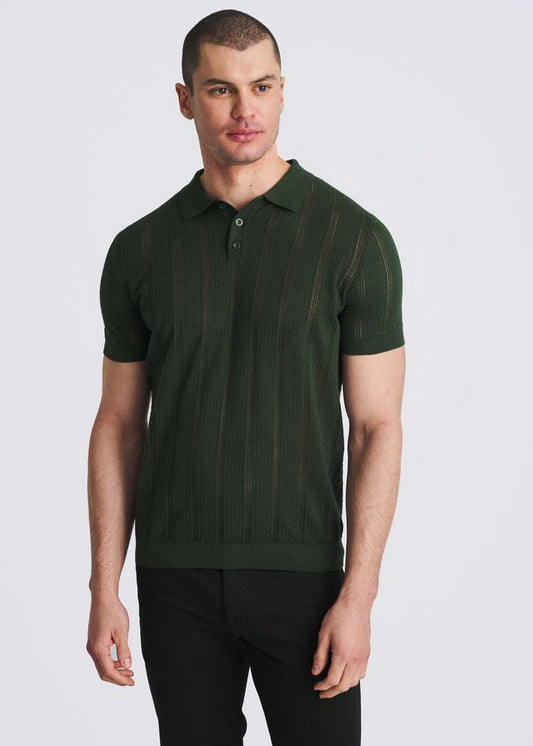 POSTMARC Herren-Polohemd aus Pointelle-Strick – Pasture