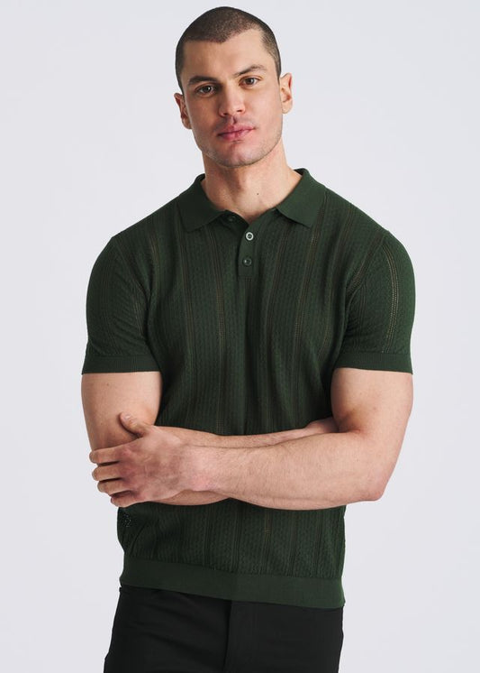 POSTMARC Herren-Polohemd aus Pointelle-Strick – Pasture