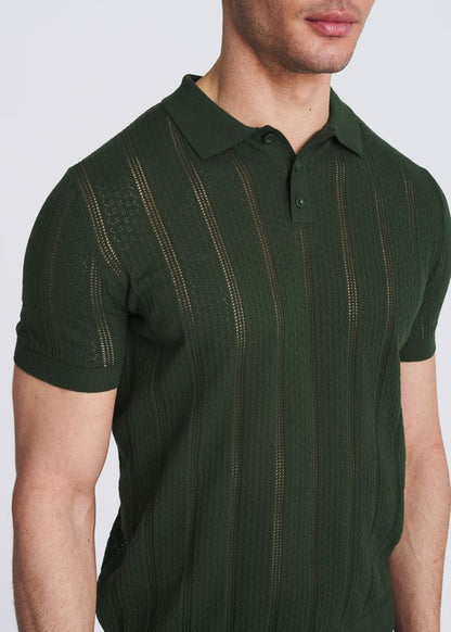 POSTMARC Herren-Polohemd aus Pointelle-Strick – Pasture