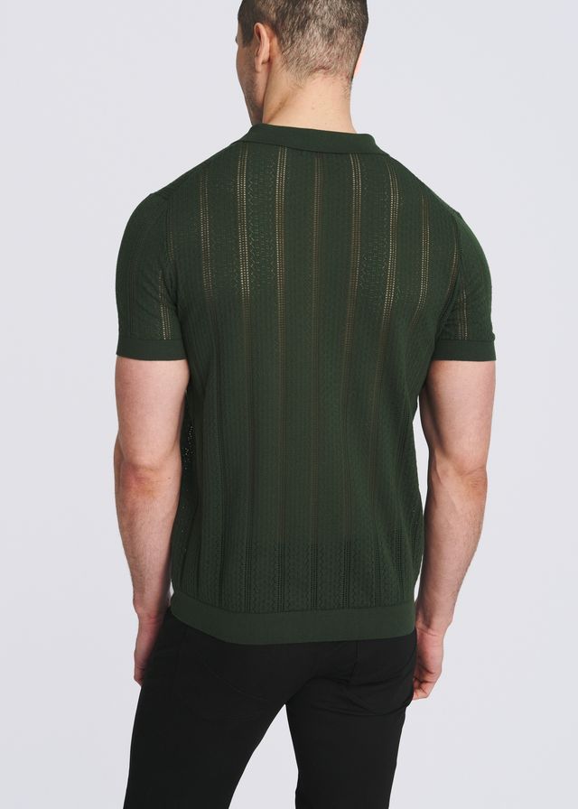 POSTMARC Herren-Polohemd aus Pointelle-Strick – Pasture