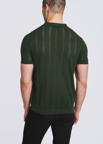 POSTMARC Herren-Polohemd aus Pointelle-Strick – Pasture