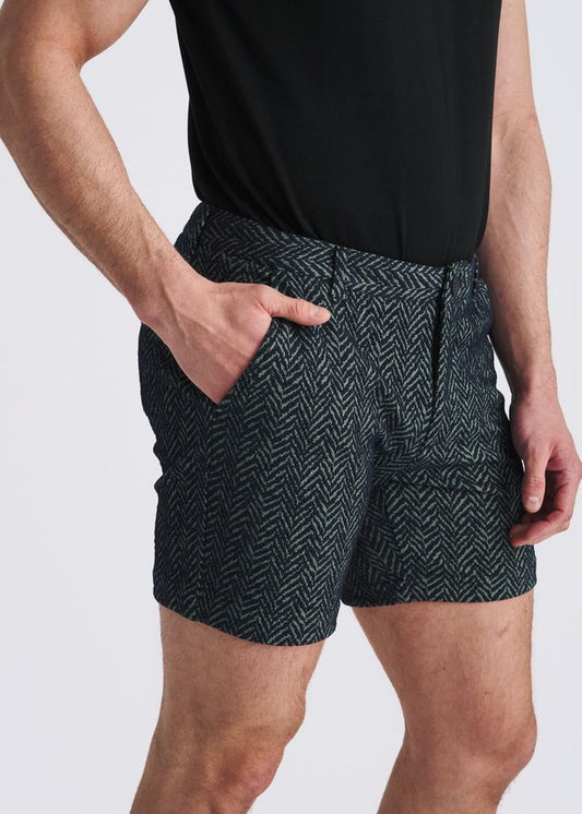 Short chino pour homme POSTMARC en tricot stretch jacquard à motif chevrons - Amiral