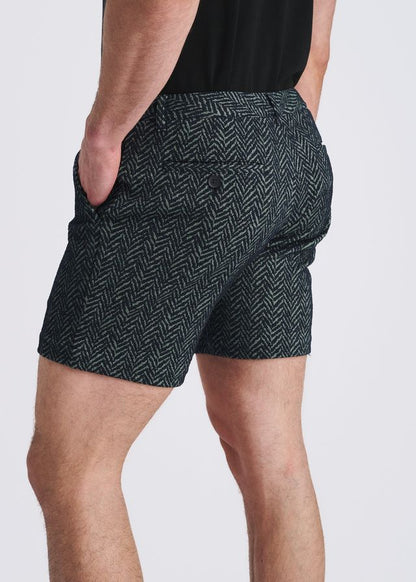 Short chino pour homme POSTMARC en tricot stretch jacquard à motif chevrons - Amiral