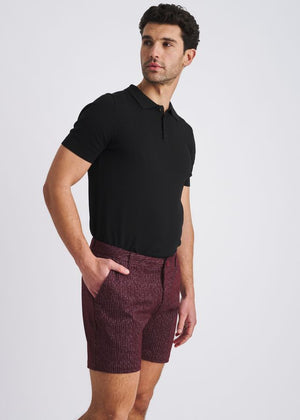 POSTMARC Herren Chino-Shorts aus elastischem Jacquard-Strick mit Nadelstreifen - Beet