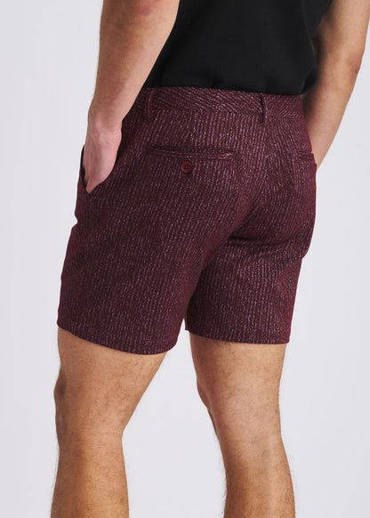 Bermuda chino POSTMARC pour homme en maille extensible jacquard à rayures craie - Betterave