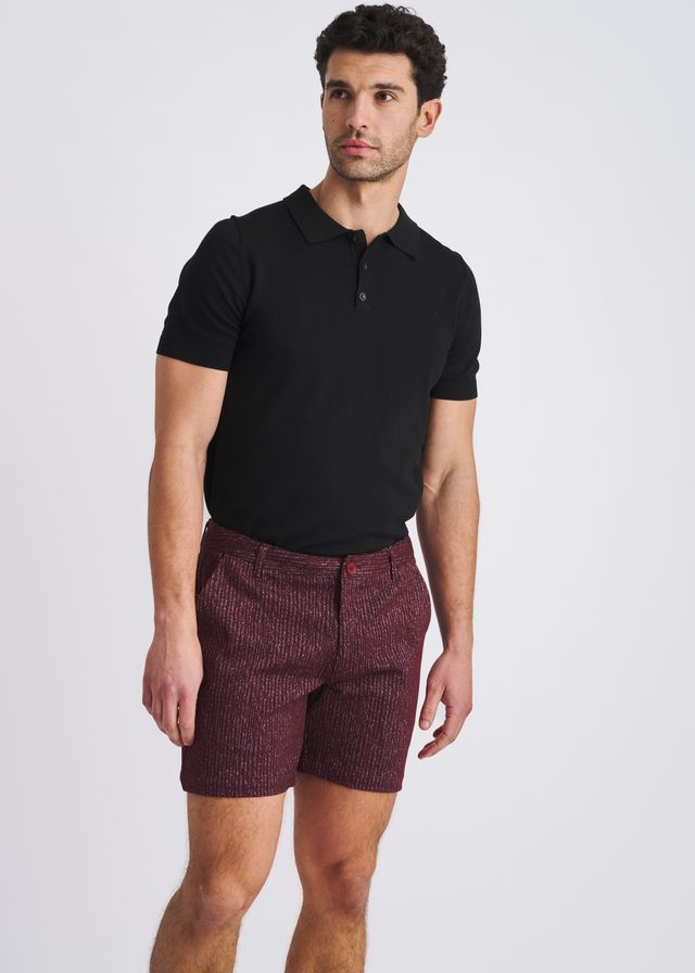 Bermuda chino POSTMARC pour homme en maille extensible jacquard à rayures craie - Betterave