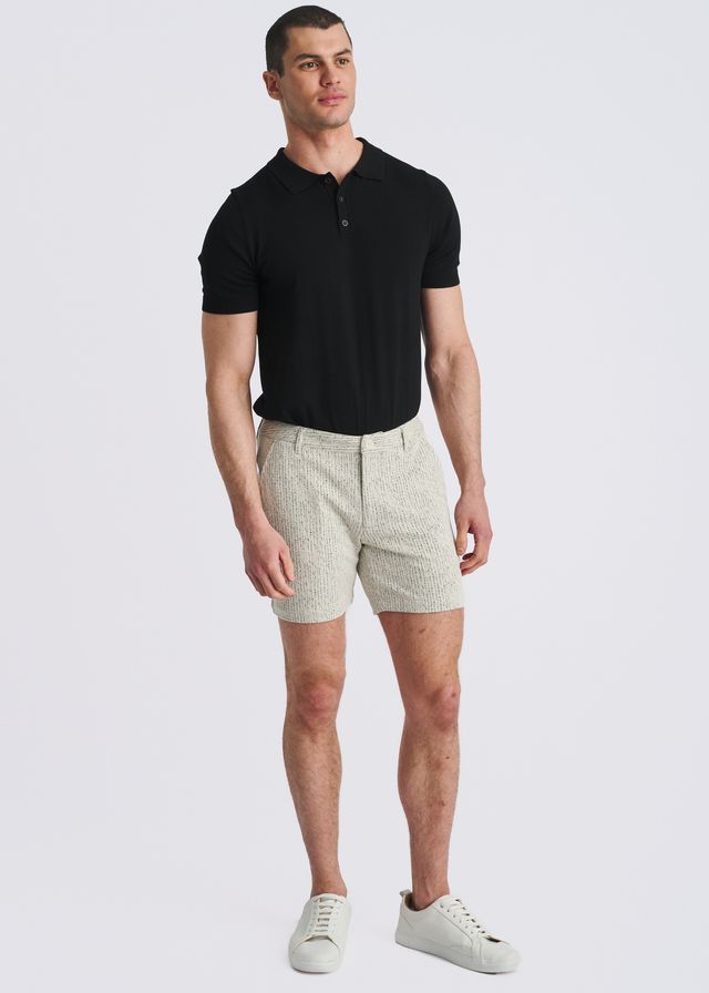 POSTMARC Chalk Stripe Jacquard Stretch Knit Chino Shorts - Vanilla