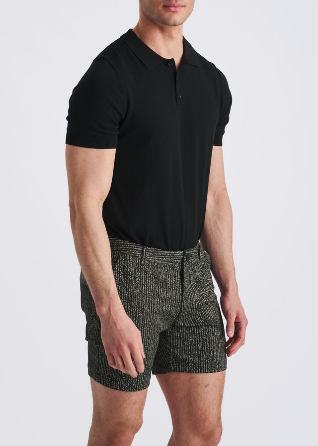 POSTMARC Chalk Stripe Jacquard Stretch Knit Chino Shorts - Black