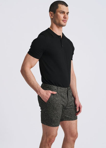 POSTMARC Chalk Stripe Jacquard Stretch Knit Chino Shorts - Black