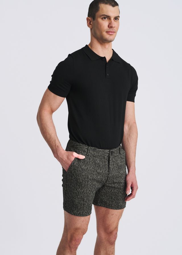 POSTMARC Chalk Stripe Jacquard Stretch Knit Chino Shorts - Black