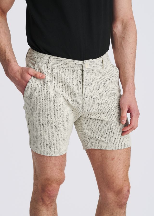 POSTMARC Chalk Stripe Jacquard Stretch Knit Chino Shorts - Vanilla