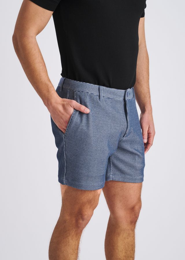 POSTMARC Pinstripe Stretch Knit Chino Shorts - Sky