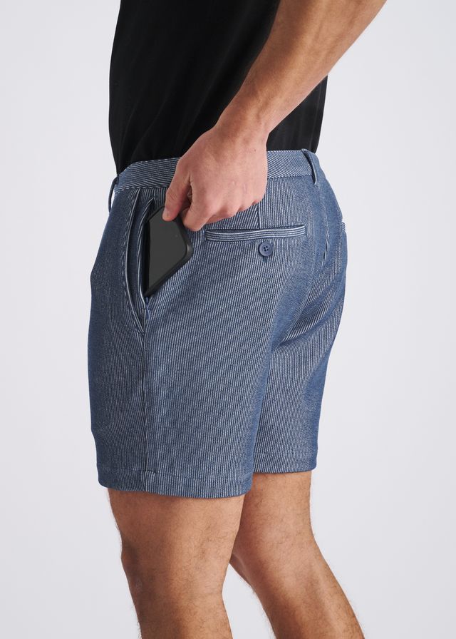POSTMARC Pinstripe Stretch Knit Chino Shorts - Sky