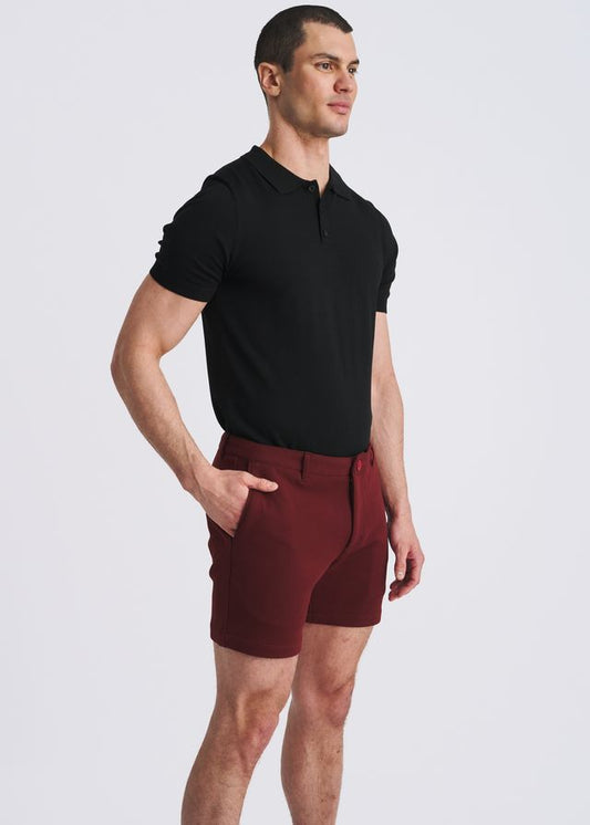 Shorts chino en maille extensible pour homme POSTMARC - Bordeaux