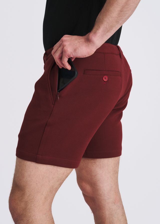 Shorts chino en maille extensible pour homme POSTMARC - Bordeaux