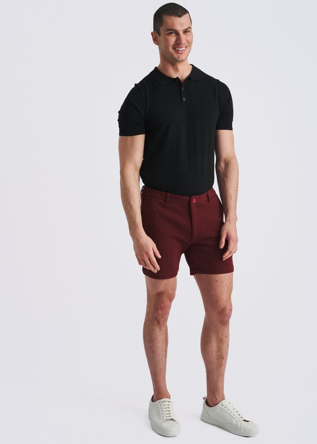 Shorts chino en maille extensible pour homme POSTMARC - Bordeaux