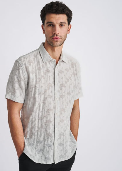 POSTMARC Floral Jacquard S/S Shirt - Powder