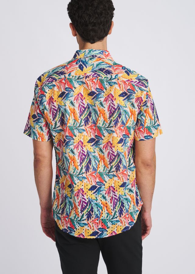 POSTMARC Rainbow Leaves Printed Eyelet S/S Shirt - Rainbow